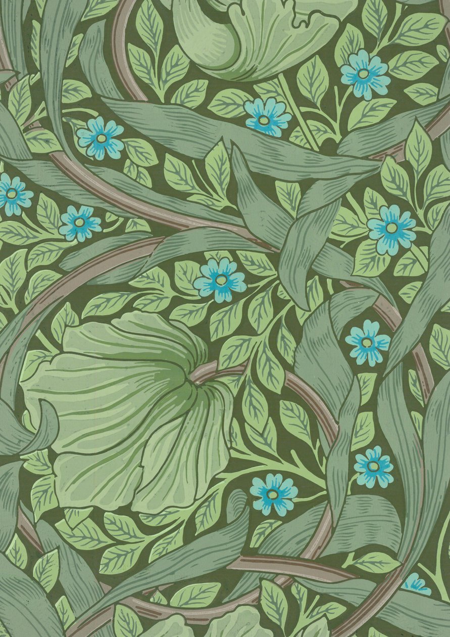 Échantillon de papier peint de William Morris avec des myosotis, vers 1870 - William Morris