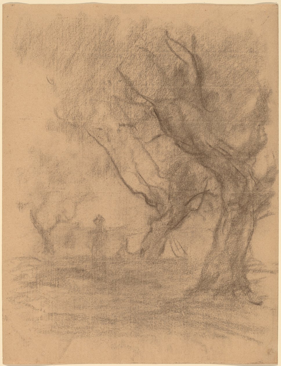 Femme debout sous deux arbres - William Morris Hunt