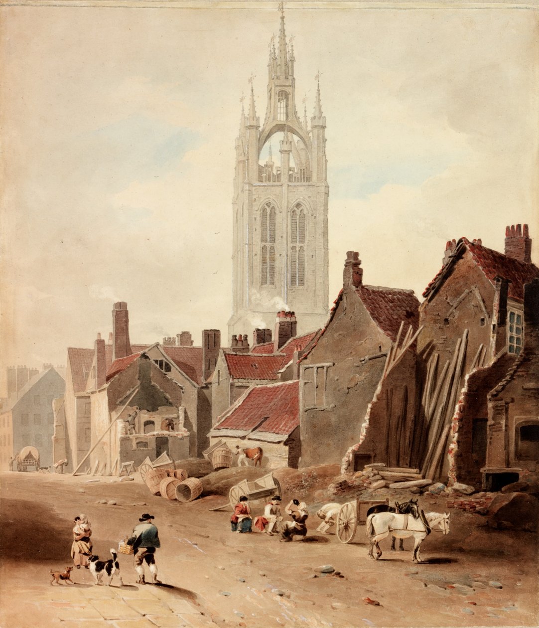 La démolition des maisons sur le site de Collingwood Street, Newcastle upon Tyne - William Nicholson