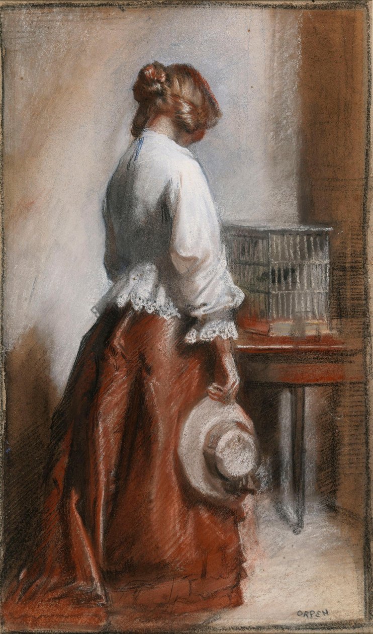 Dame avec une cage à oiseaux - William Orpen