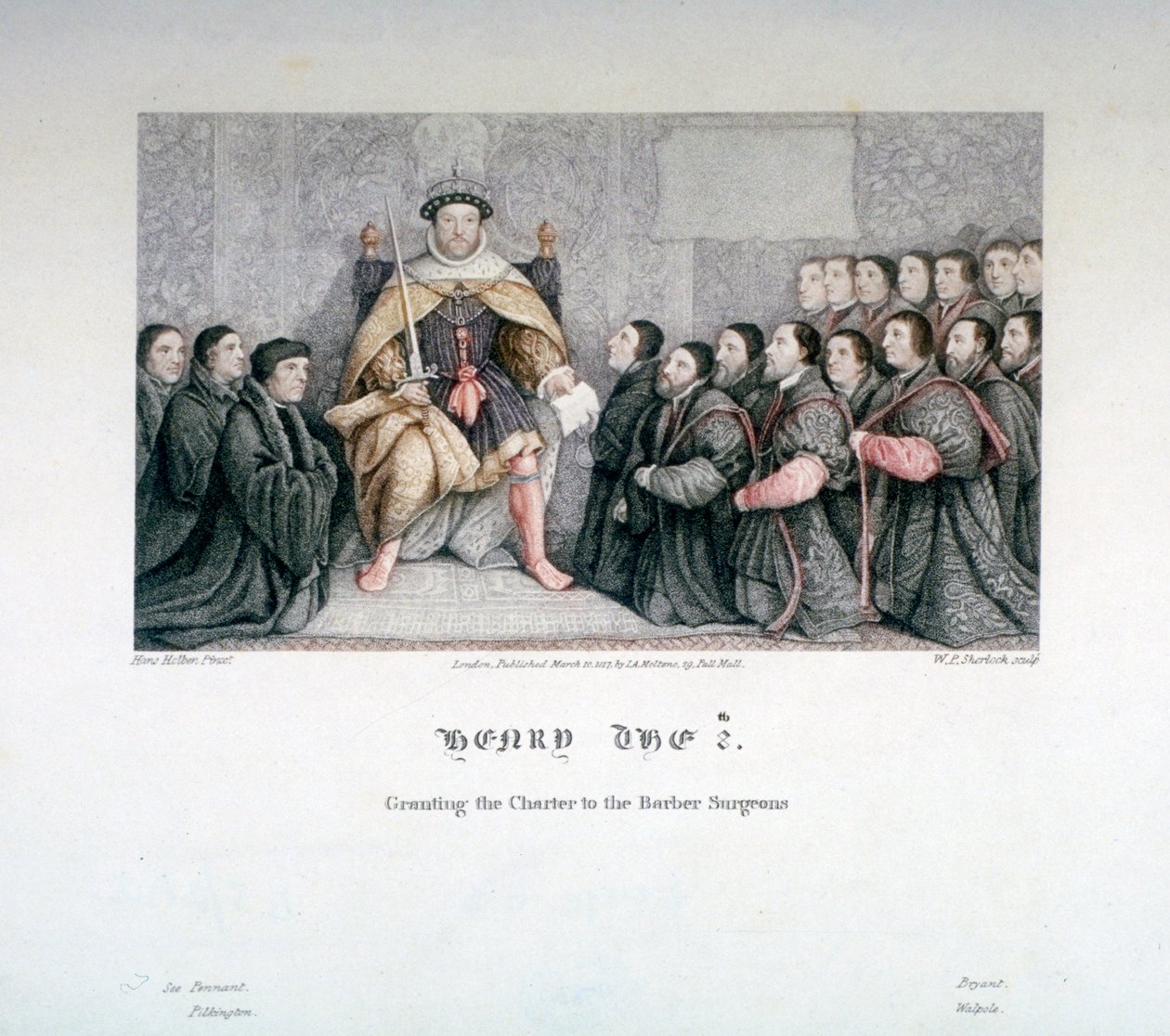 Henri VIII accordant la charte aux Barbiers-Chirurgiens, 16e siècle, 1817 - William P Sherlock