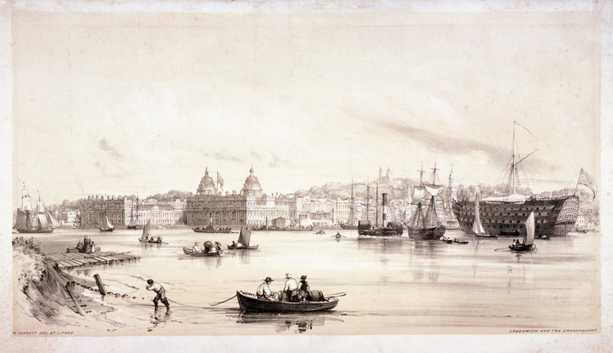 Vue de Greenwich à travers la Tamise, Londres, vers 1841 - William Parrott