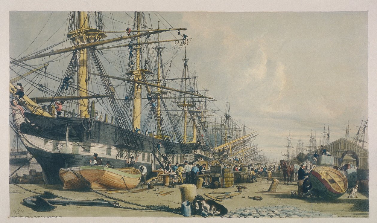 Vue des docks des Indes occidentales depuis le sud-est, 1840 - William Parrott