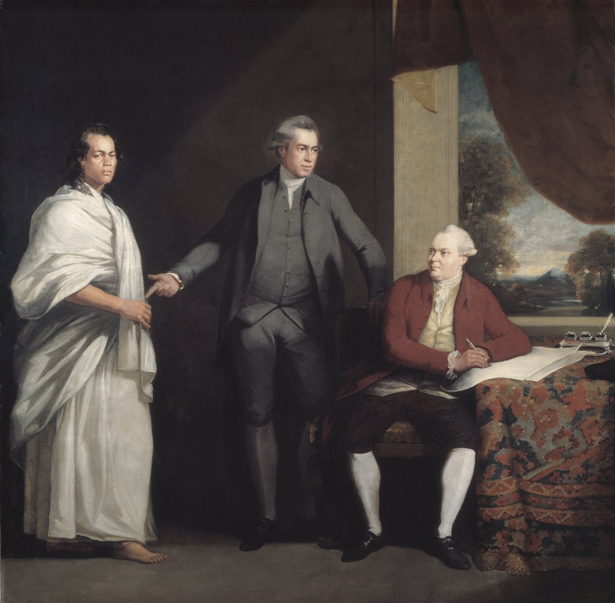 Omai, Joseph Banks et Dr Daniel Solander, vers 1775 (huile sur toile)