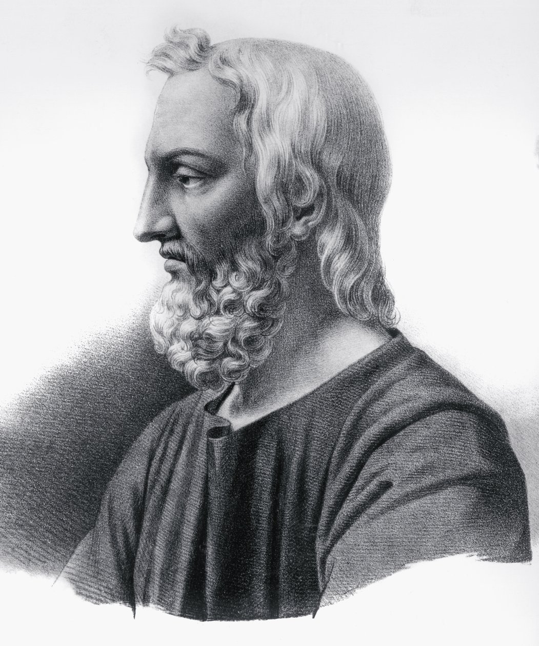 Portrait de Pedanius Dioscorides (vers 40-vers 90), médecin, botaniste et pharmacien grec, gravure - Nicolas Toussaint Charlet