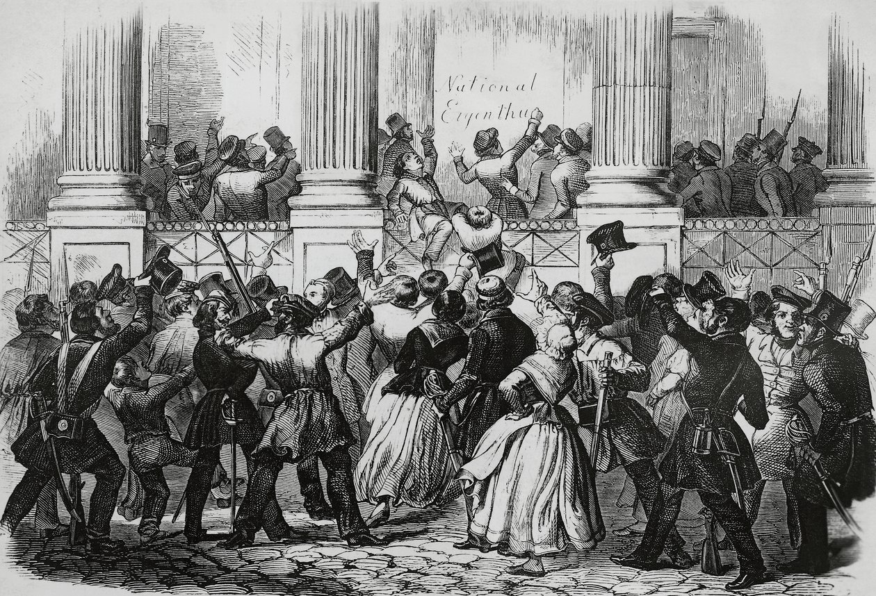 Révolution à Berlin devant le palais de Guillaume Ier, mars 1848, Allemagne - Nicolas Toussaint Charlet