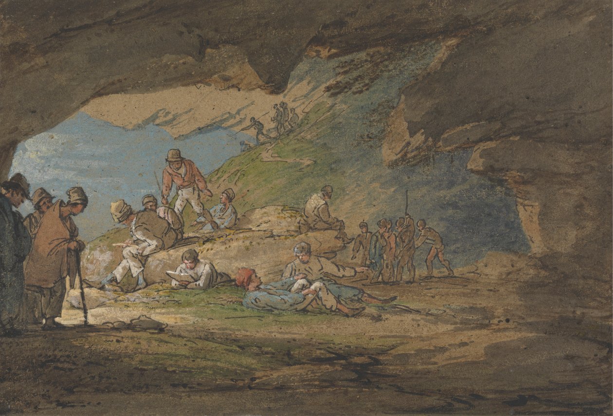 Une Grotte en Plein Soleil, avec des Figures - William Payne