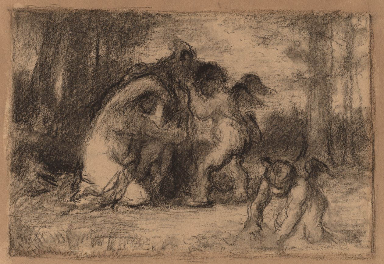 Paysage boisé avec putti aidant une femme à se déshabiller - William Perkins Babcock