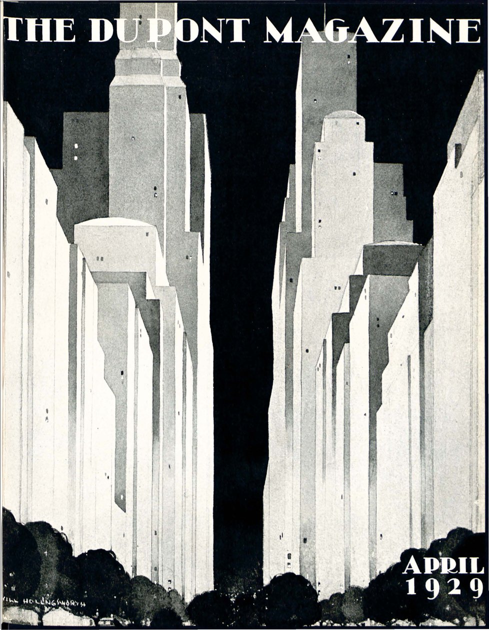 Gratte-ciel, couverture du DuPont Magazine, avril 1929 - William R. Jr. Hollingsworth