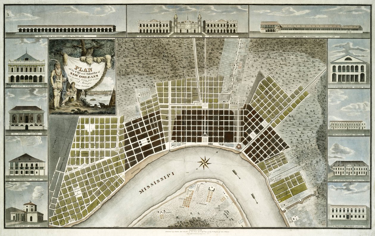Plan de la ville et des faubourgs de la Nouvelle-Orléans, 1817 - William Rollinson