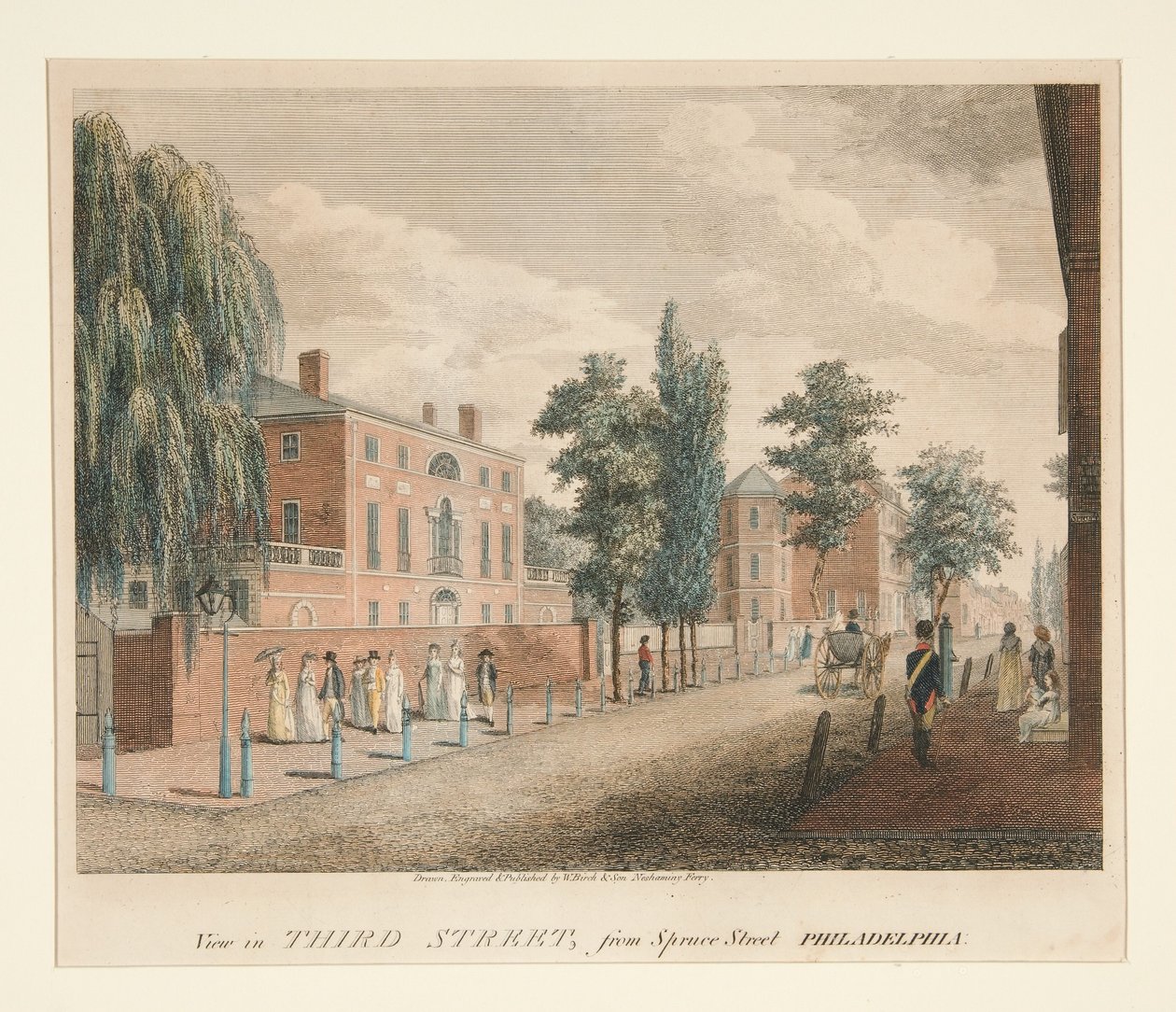 Vue de Third Street, depuis Spruce Street, Philadelphie - William Russell Birch