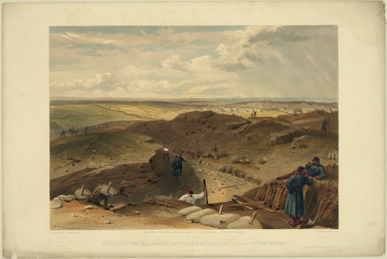 Redoute de Malakoff, batterie Gervais et arrière du redan, 1855 - William Crimea Simpson