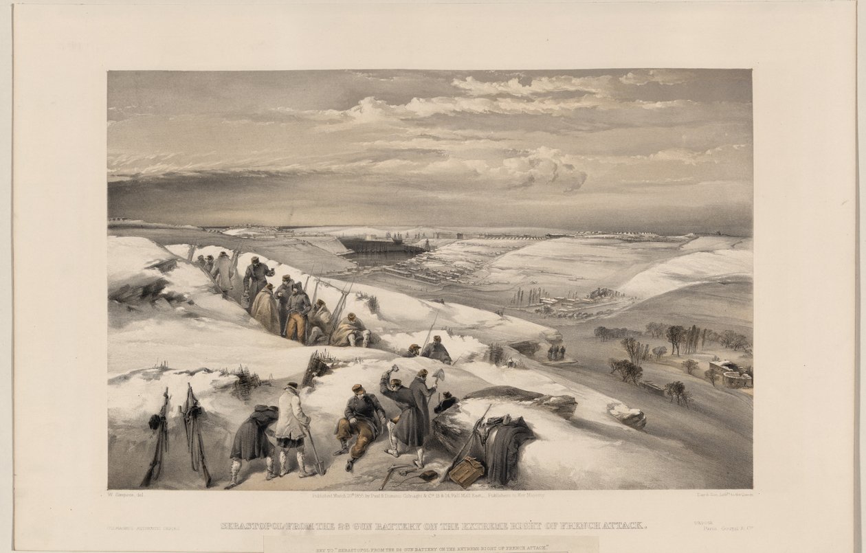 Sébastopol depuis la batterie de 26 canons, 1855 - William Crimea Simpson