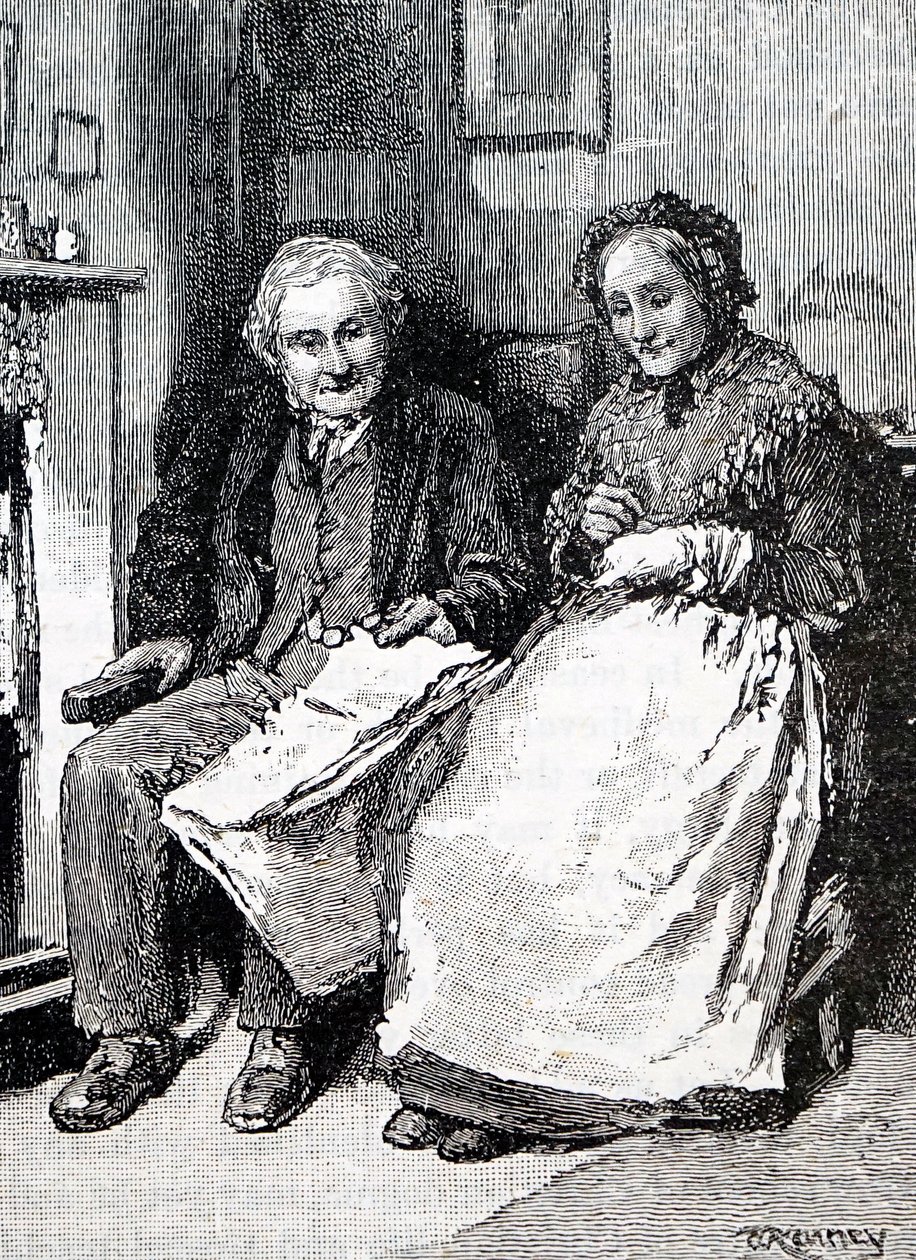 Un couple âgé. Par William Small (1843-1929) un illustrateur anglais. 1880 (gravure) - William Small