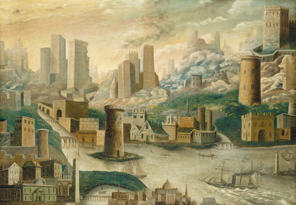 A City of Fantasy, milieu du 19e siècle (huile sur toile) - William Stephen Coleman