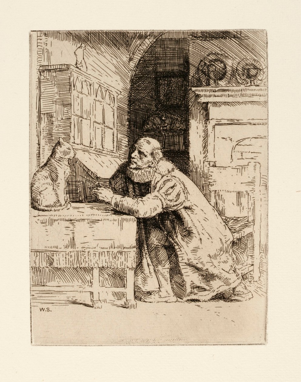 Montaigne et le chat. Illustration d