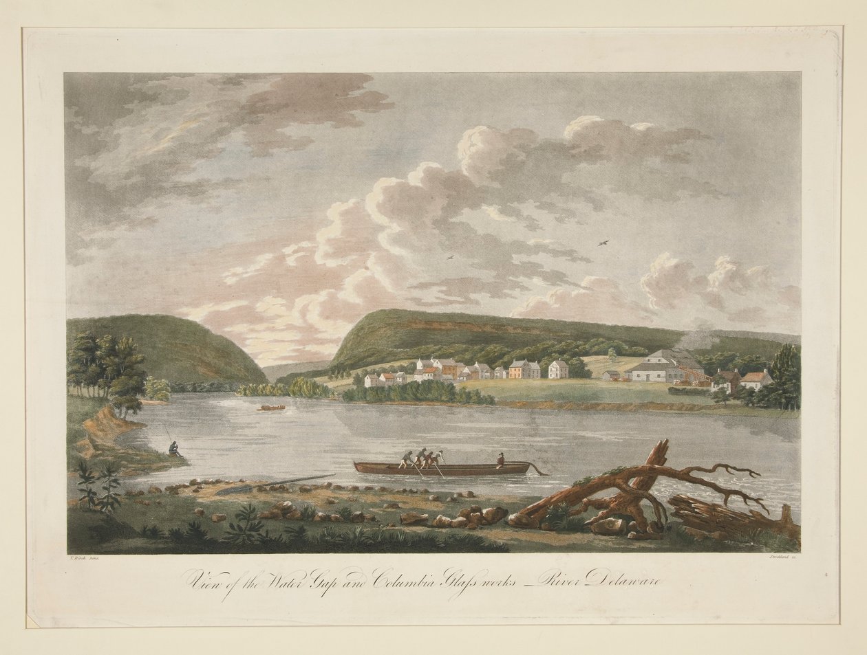 Vue de Water Gap et des verreries colombiennes, rivière Delaware - William Strickland