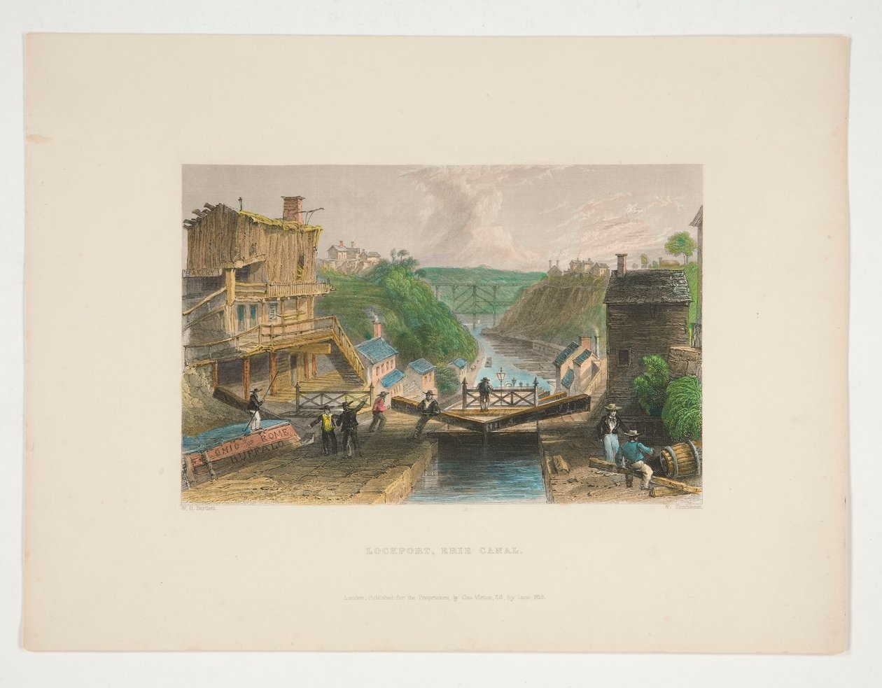 Lockport, canal Érié, illustration pour Nathaniel Parker Willis - William Tombleson