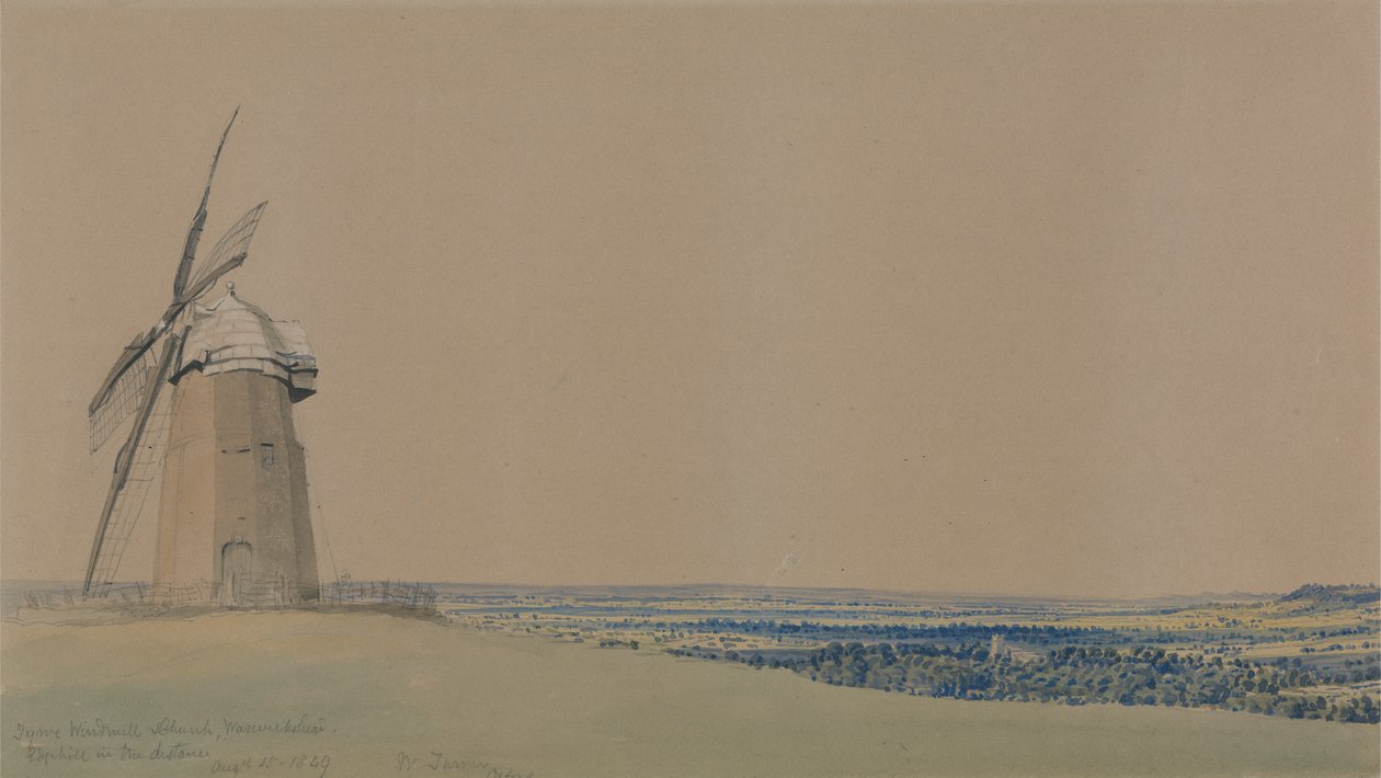 Moulin à vent et église de Tysoe, Warwickshire - William Turner of Oxford