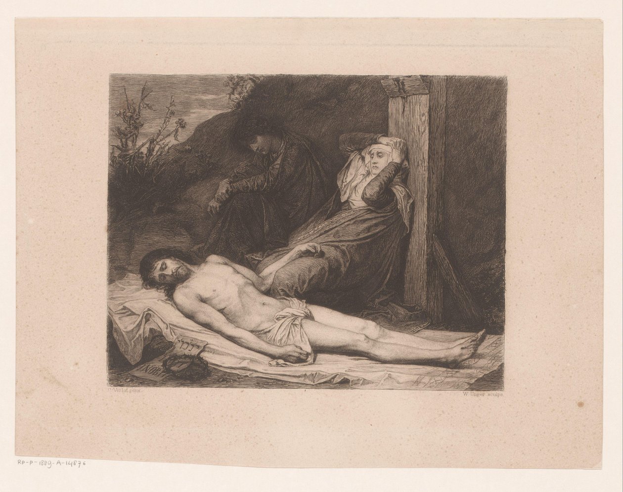 Marie et Jean-Baptiste pleurant le corps du Christ - William Unger