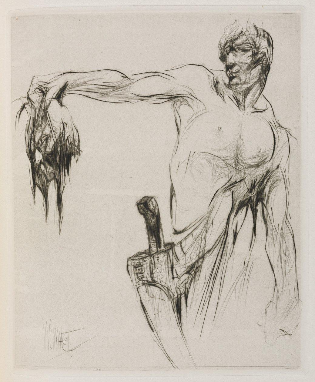 Hérodiade : Page 53, La tête entra et Mannaeus la tenait par les cheveux, à bout de bras, fier des applaudissements - William Walcot