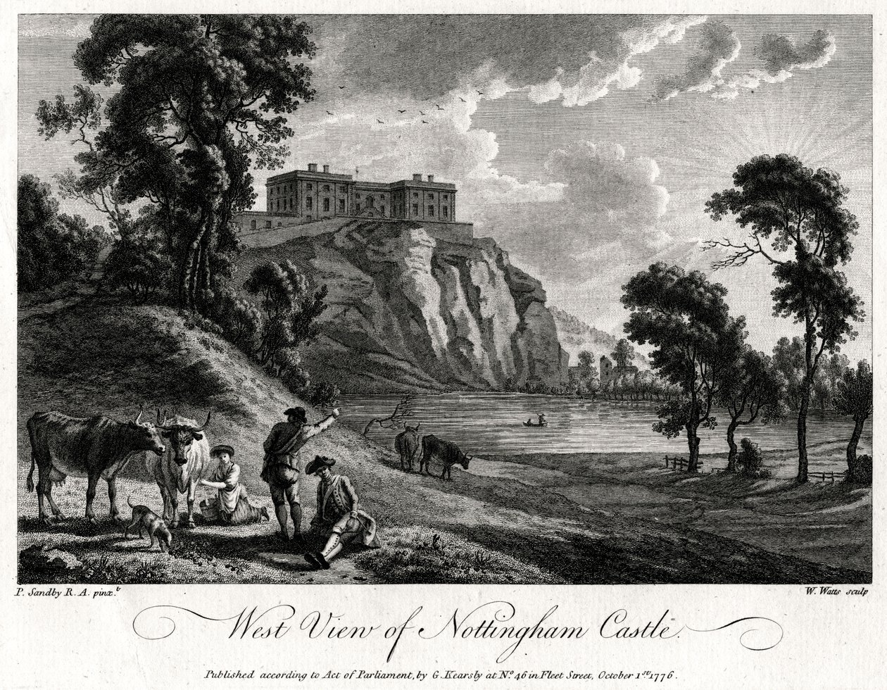 Vue ouest du château de Nottingham, Nottinghamshire, 1776 - William Watts