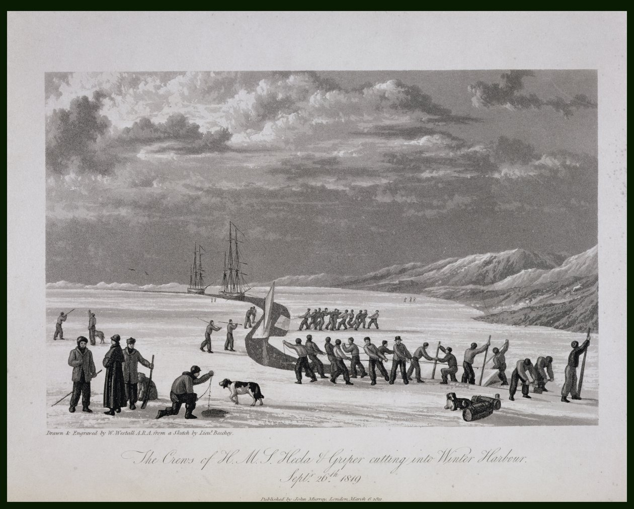 Les équipages du H.M.S. Hecla et Griper coupant dans Winter Harbour, 26 septembre 1819, de 