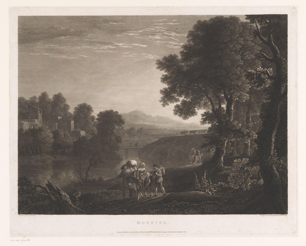 Paysage avec des bergers et une femme sur une mule au bord d