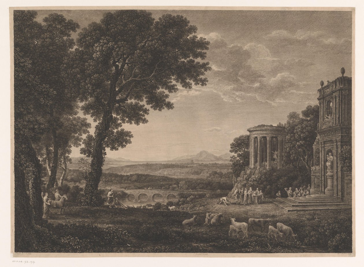 Paysage avec le père de Psyché offrant un sacrifice au temple d