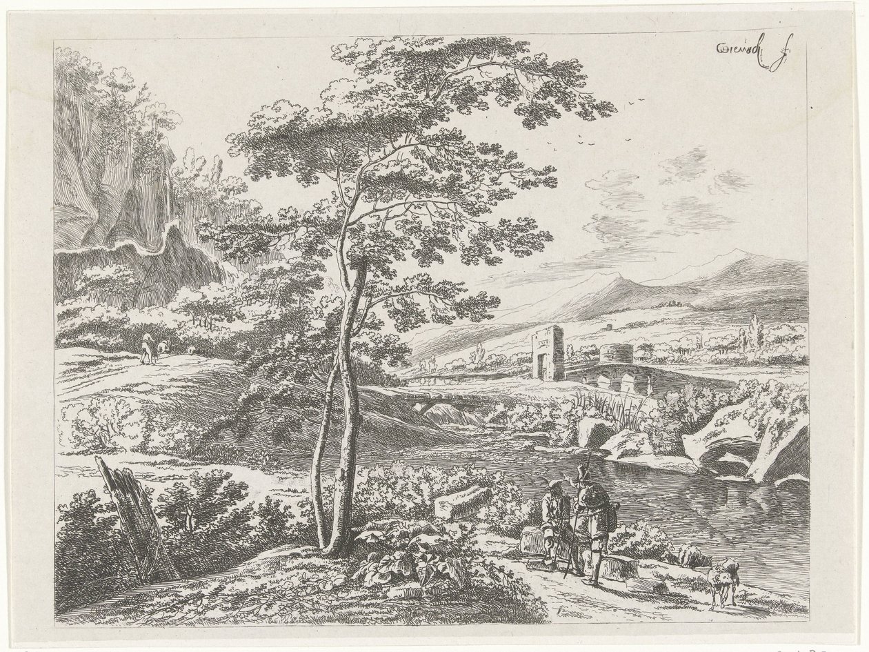 Paysage avec un pèlerin et un berger - William Young Ottley