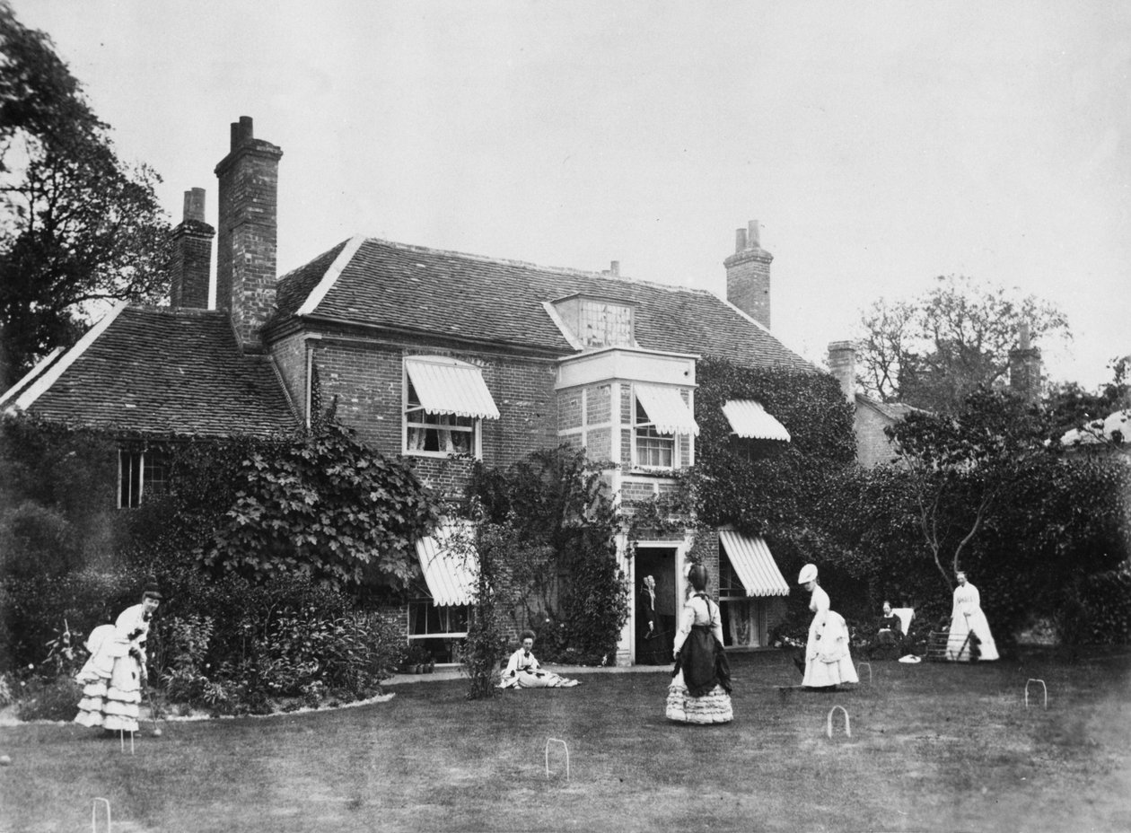 Croquet sur la pelouse à Elm Lodge, Streatley, vers 1870 - Willoughby Wallace Hooper