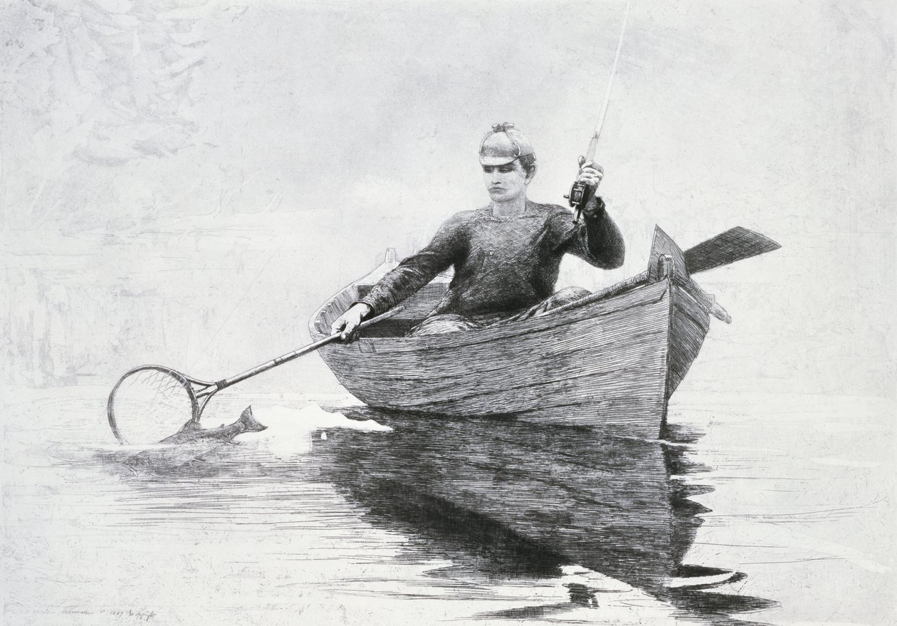Pêche à la mouche sur le lac Saranac - Winslow Homer