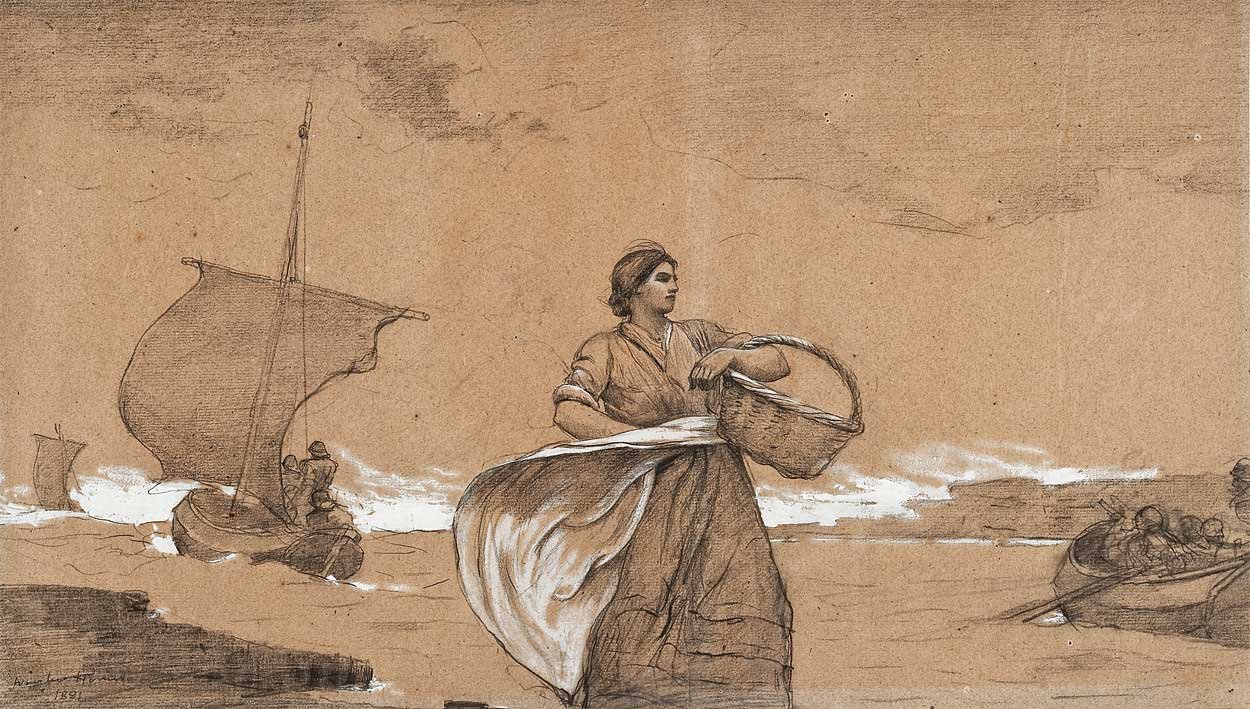 Jour venteux, Cullercoats - Winslow Homer