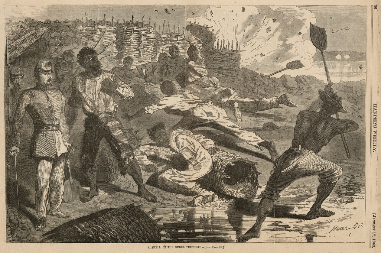 Une coquille dans les tranchées rebelles, de Harper - Winslow Homer