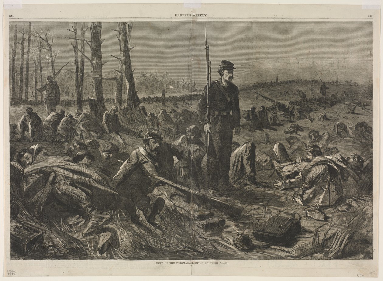Armée du Potomac - Dormant sur leurs armes, 1864 - Winslow Homer