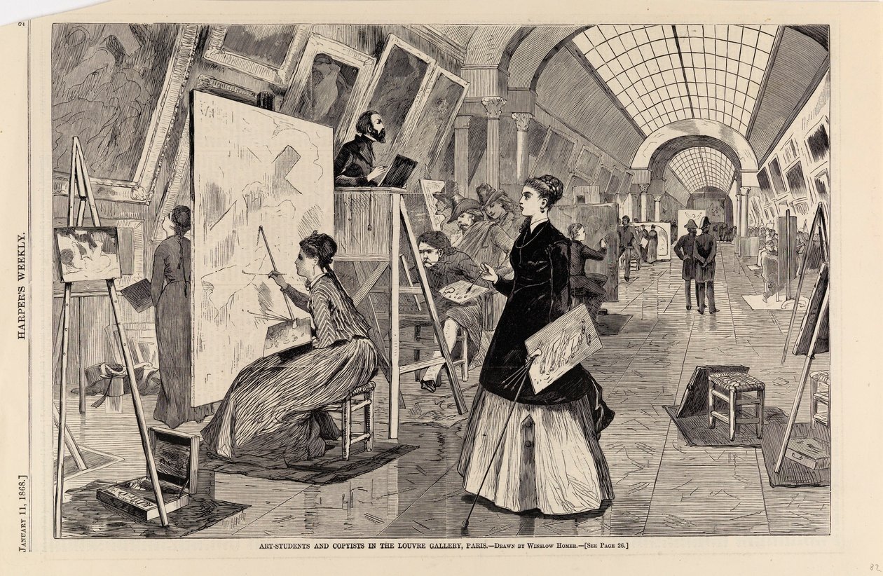 Art-students and Copyists in the Louvre Gallery, Paris, tiré de Harper