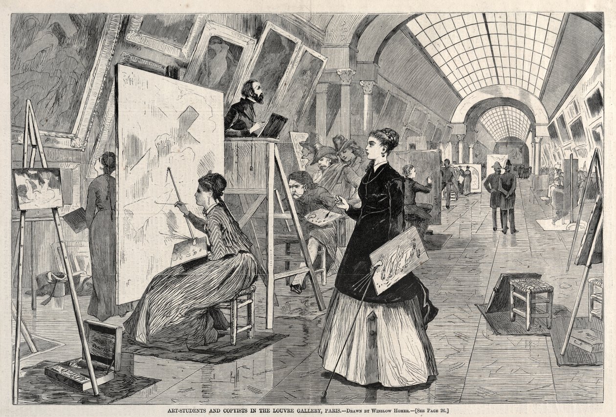 Étudiants en art et copistes à la Galerie du Louvre, à Paris - Winslow Homer