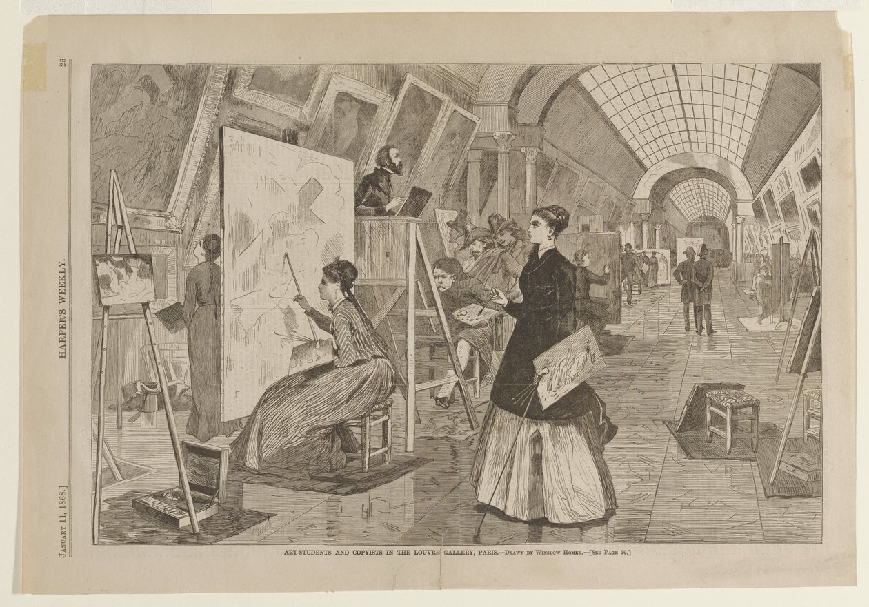 Étudiants en art et copistes dans la galerie du Louvre, Paris - Winslow Homer