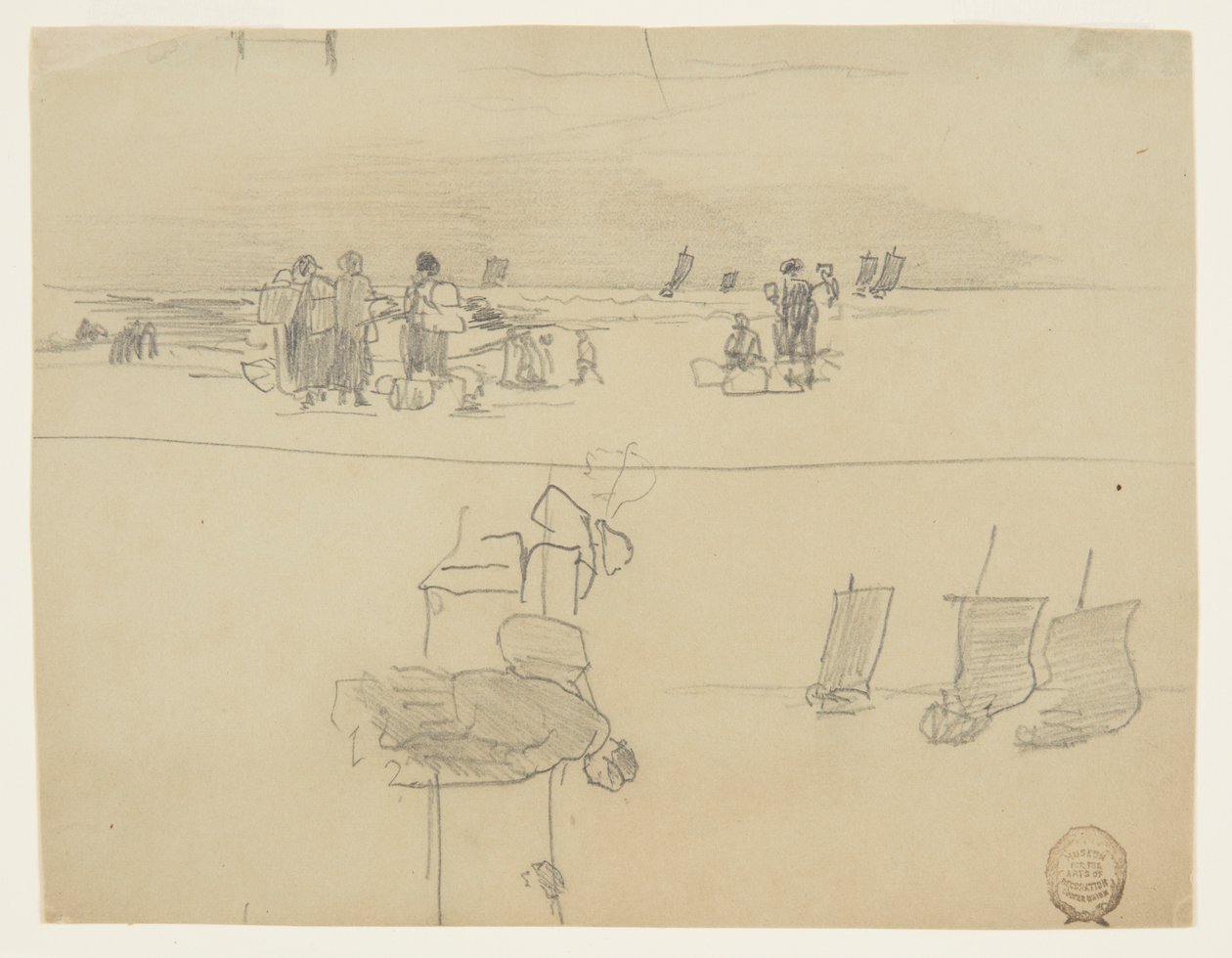 Scène de plage avec des femmes portant des paniers, Cullercoats, Angleterre - Winslow Homer