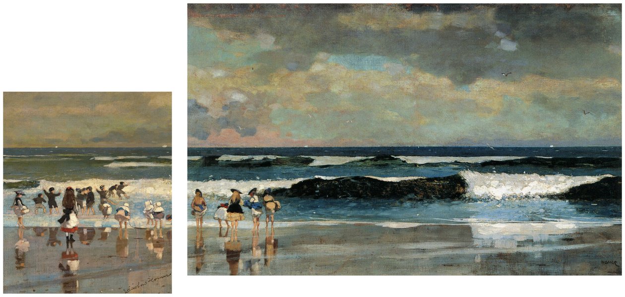 Scène de plage amp ; Sur la plage - Winslow Homer