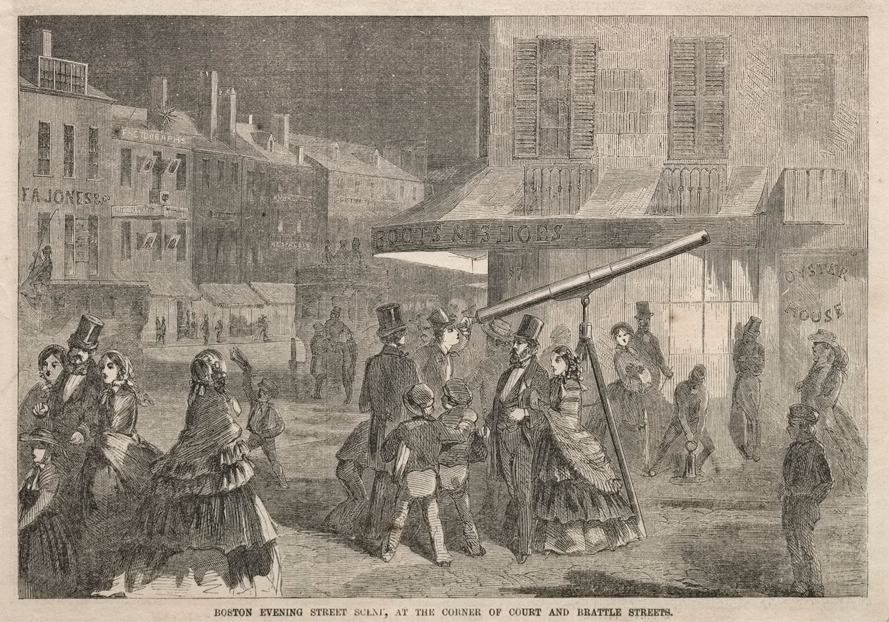 Scène de rue du soir à Boston, au coin des rues Court et Brattle, 1857 - Winslow Homer