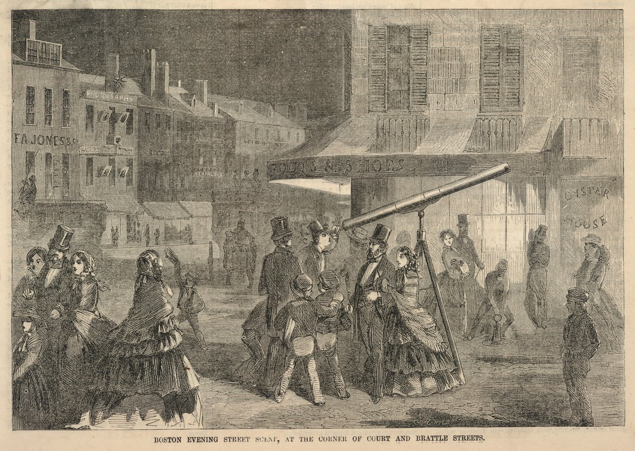 Scène de rue du soir à Boston, à l