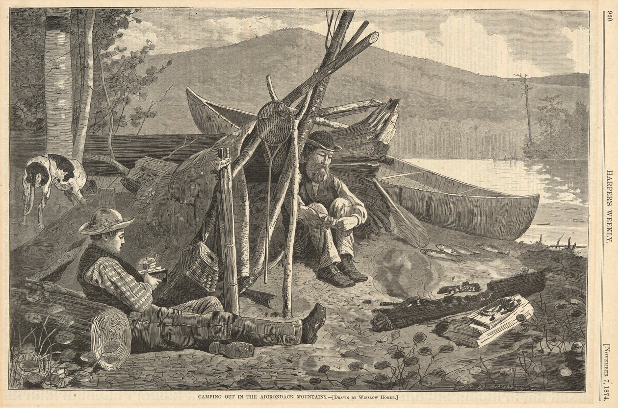 Camping dans les montagnes Adirondack, de Harper - Winslow Homer