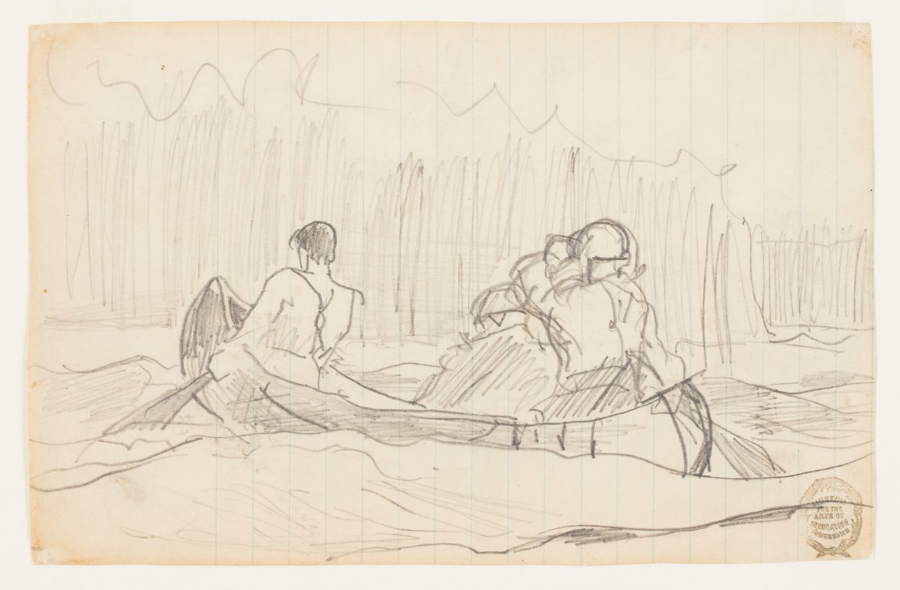 Canoë avec trois hommes - Winslow Homer