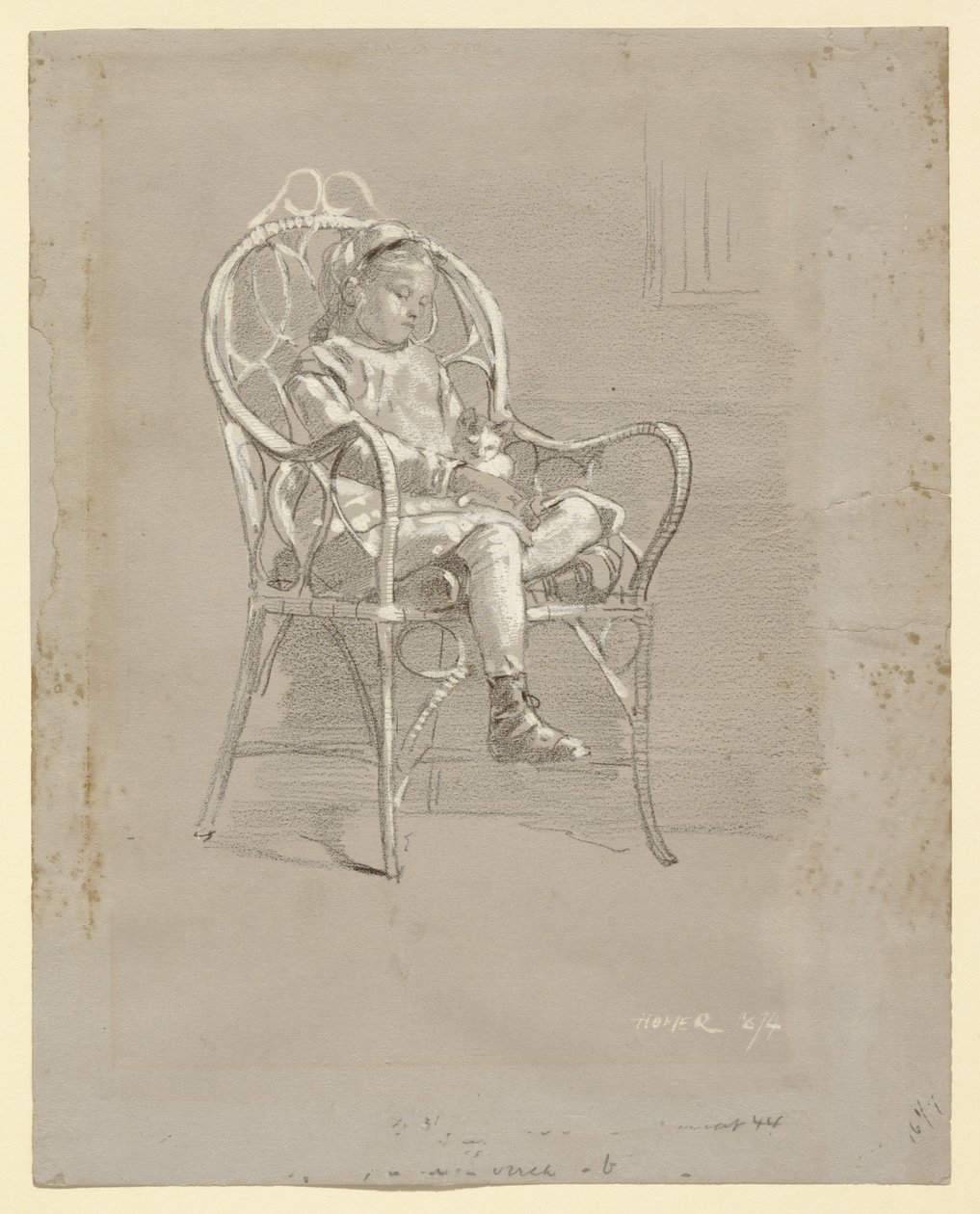 Enfant assis dans un fauteuil en osier - Winslow Homer