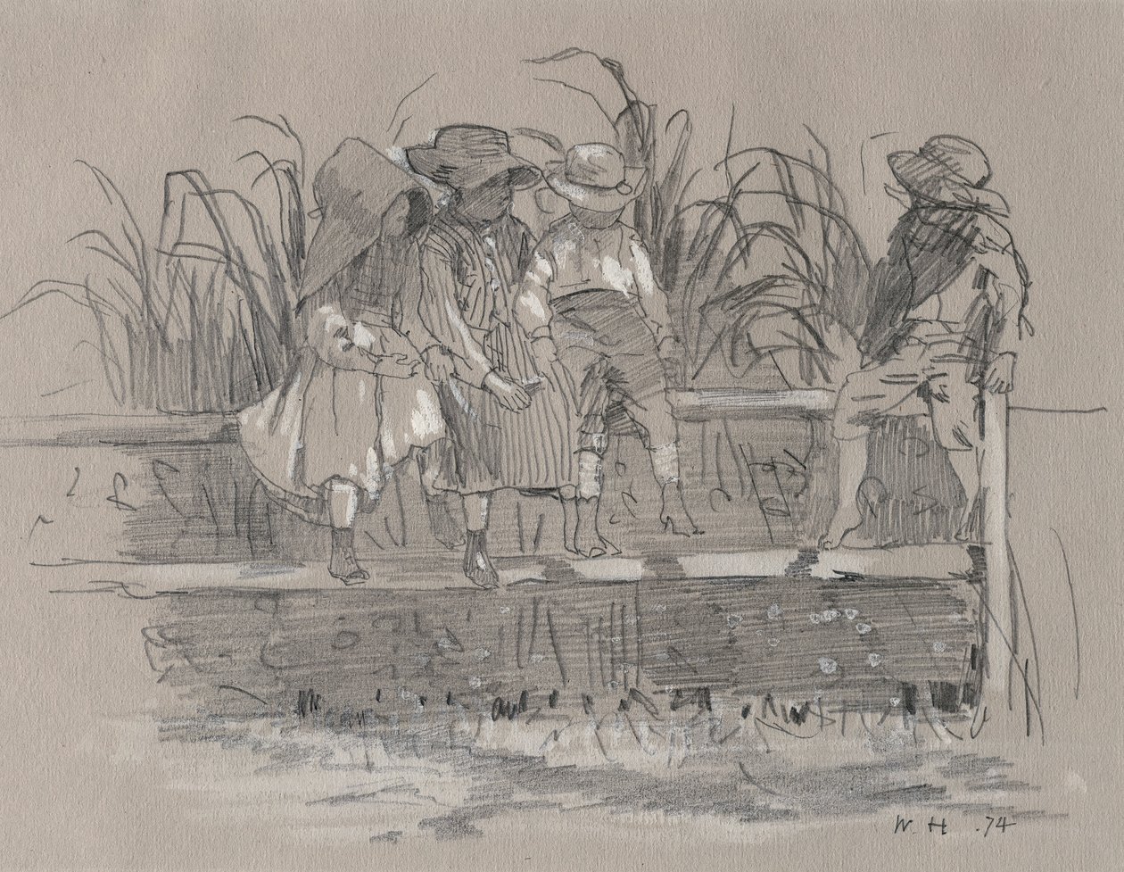 Enfants assis sur une clôture - Winslow Homer