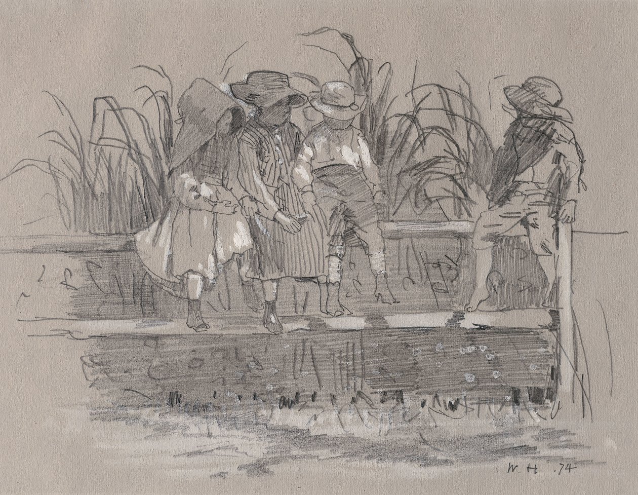 Enfants assis sur une clôture - Winslow Homer