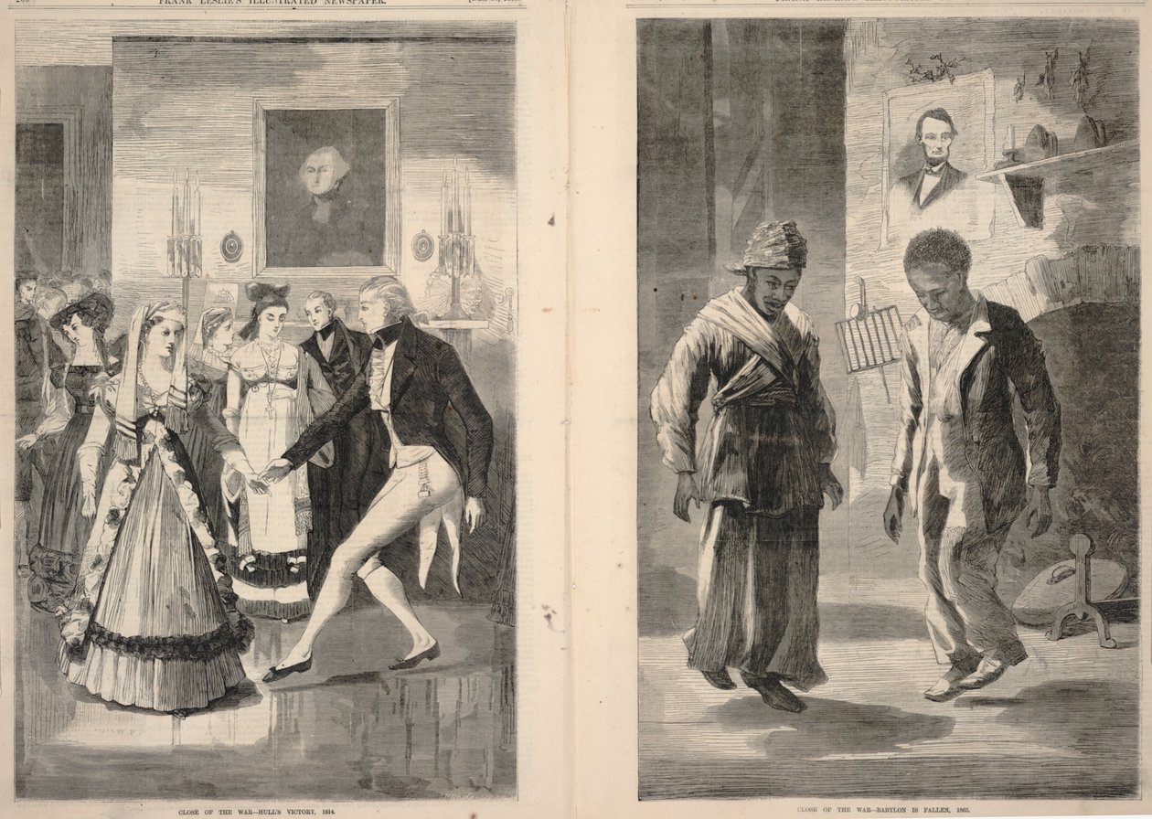 Fin de la guerre - Victoire de Hull, 1814 / Fin de la guerre - Babylone est tombée, 1865, extrait du Frank Leslie