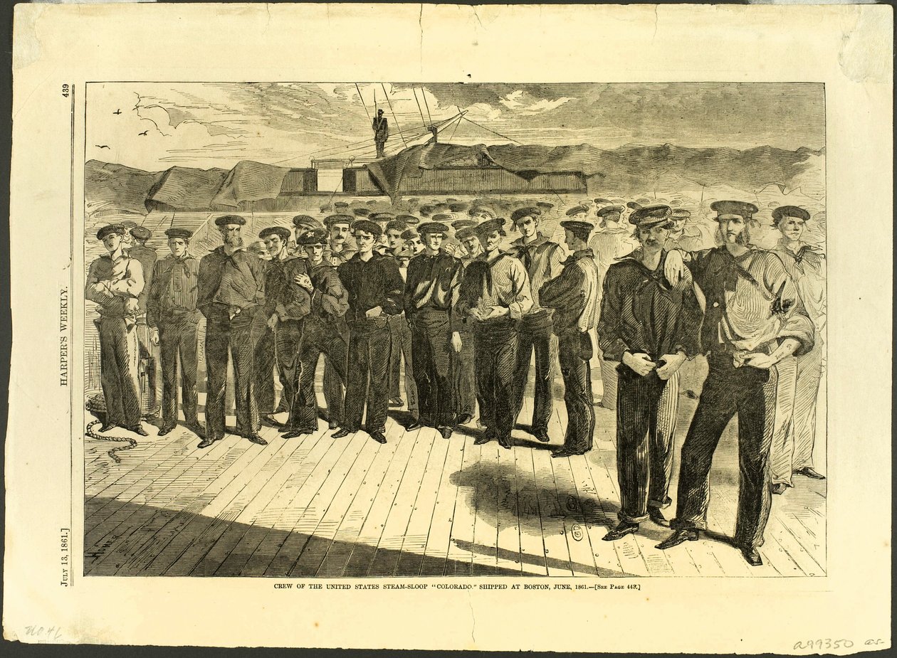 Équipage du sloop à vapeur américain "Colorado" embarqué à Boston, juin 1861 - Winslow Homer