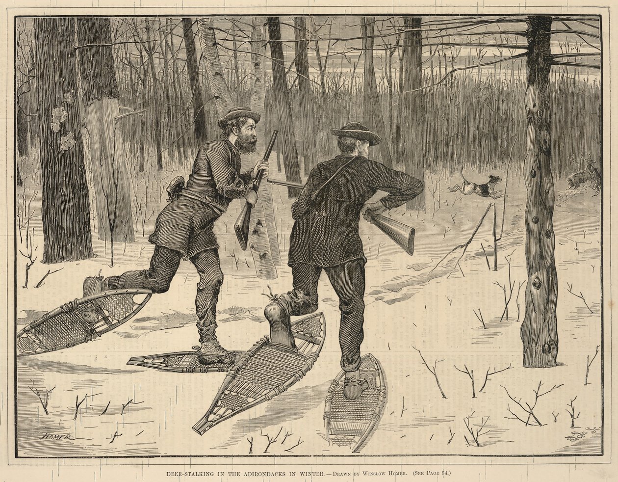Deer-Stalking in the Adirondacks in Winter, tiré de Every Saturday, A Journal of Choice Reading, 21 janvier 1871 - Winslow Homer
